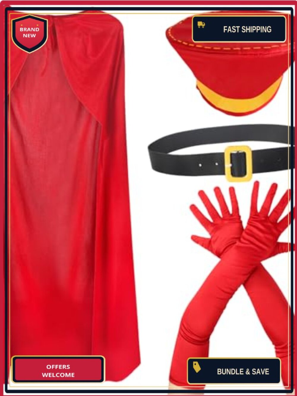 Renaissance King Costume Set Velvet Cape Satin Gloves Hat Belt Adult Cosplay